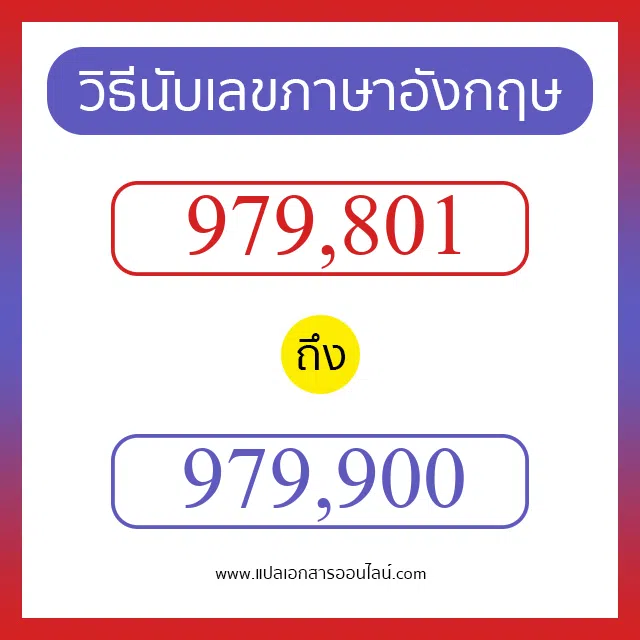 วิธีนับตัวเลขภาษาอังกฤษ 979801 ถึง 979900 เอาไว้คุยกับชาวต่างชาติ