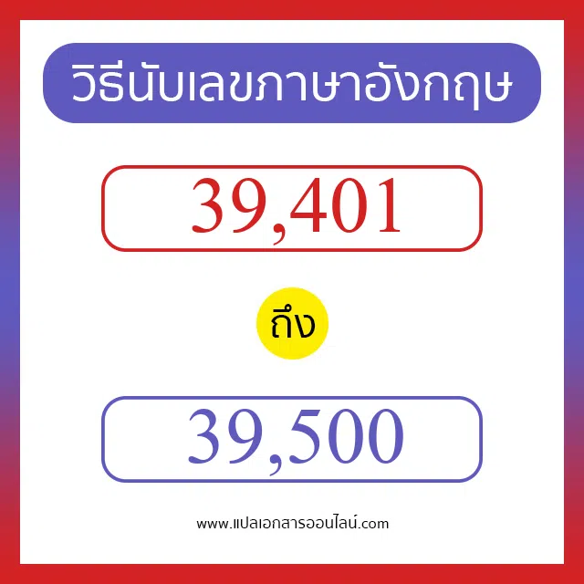 วิธีนับตัวเลขภาษาอังกฤษ 39401 ถึง 39500 เอาไว้คุยกับชาวต่างชาติ