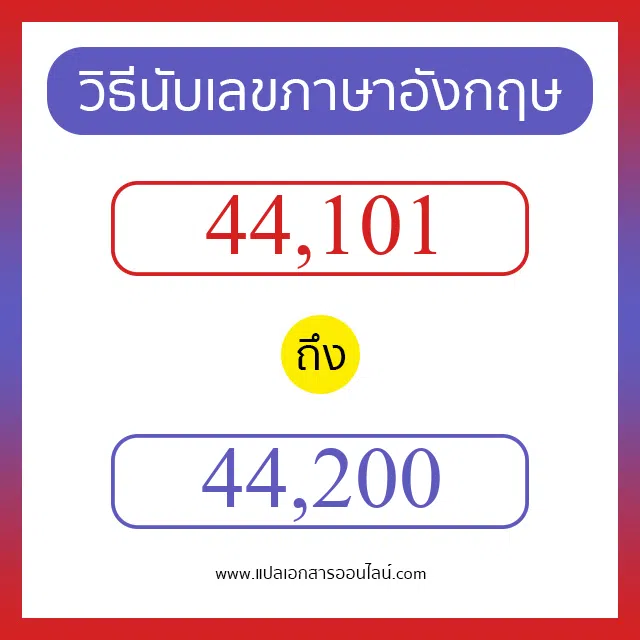 วิธีนับตัวเลขภาษาอังกฤษ 44101 ถึง 44200 เอาไว้คุยกับชาวต่างชาติ