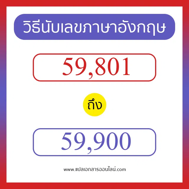 วิธีนับตัวเลขภาษาอังกฤษ 59801 ถึง 59900 เอาไว้คุยกับชาวต่างชาติ