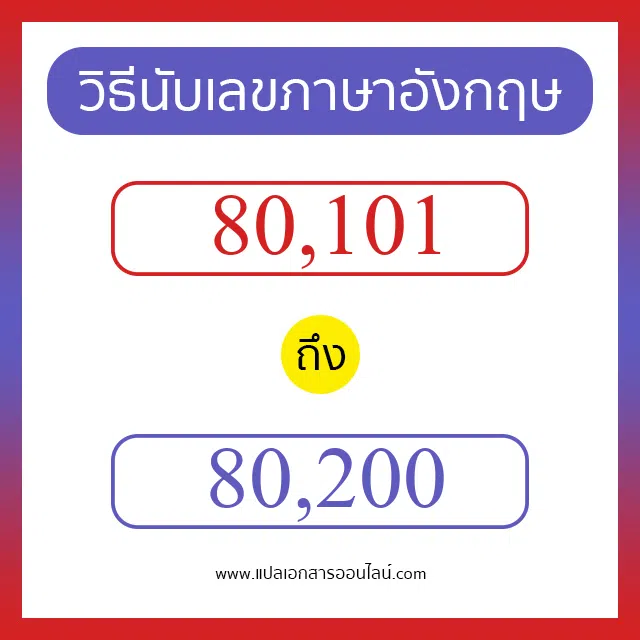วิธีนับตัวเลขภาษาอังกฤษ 80101 ถึง 80200 เอาไว้คุยกับชาวต่างชาติ