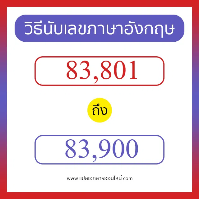 วิธีนับตัวเลขภาษาอังกฤษ 83801 ถึง 83900 เอาไว้คุยกับชาวต่างชาติ