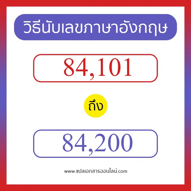 วิธีนับตัวเลขภาษาอังกฤษ 84101 ถึง 84200 เอาไว้คุยกับชาวต่างชาติ