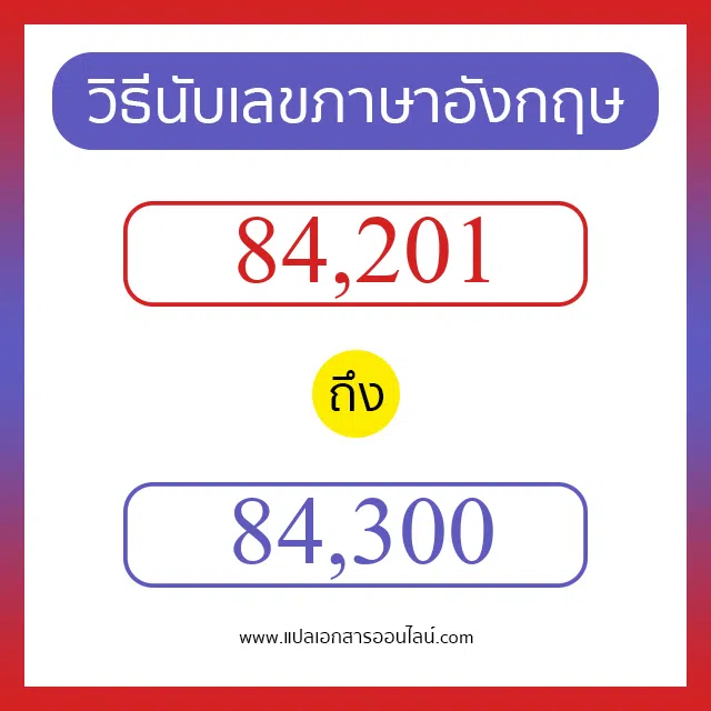 วิธีนับตัวเลขภาษาอังกฤษ 84201 ถึง 84300 เอาไว้คุยกับชาวต่างชาติ