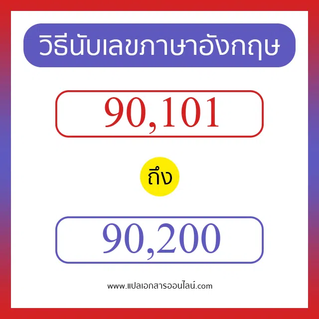 วิธีนับตัวเลขภาษาอังกฤษ 90101 ถึง 90200 เอาไว้คุยกับชาวต่างชาติ