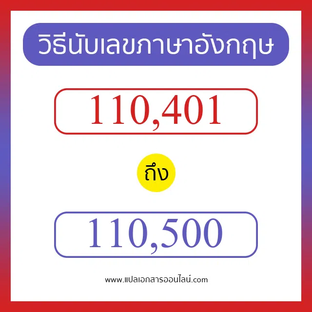วิธีนับตัวเลขภาษาอังกฤษ 110401 ถึง 110500 เอาไว้คุยกับชาวต่างชาติ