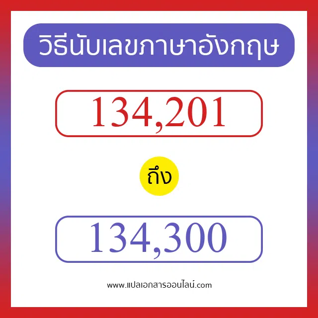 วิธีนับตัวเลขภาษาอังกฤษ 134201 ถึง 134300 เอาไว้คุยกับชาวต่างชาติ