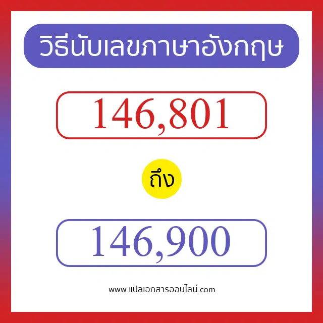 วิธีนับตัวเลขภาษาอังกฤษ 146801 ถึง 146900 เอาไว้คุยกับชาวต่างชาติ