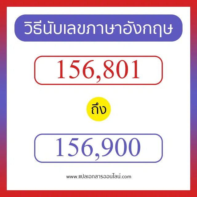 วิธีนับตัวเลขภาษาอังกฤษ 156801 ถึง 156900 เอาไว้คุยกับชาวต่างชาติ