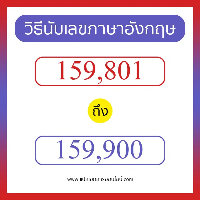 วิธีนับตัวเลขภาษาอังกฤษ 159801 ถึง 159900 เอาไว้คุยกับชาวต่างชาติ