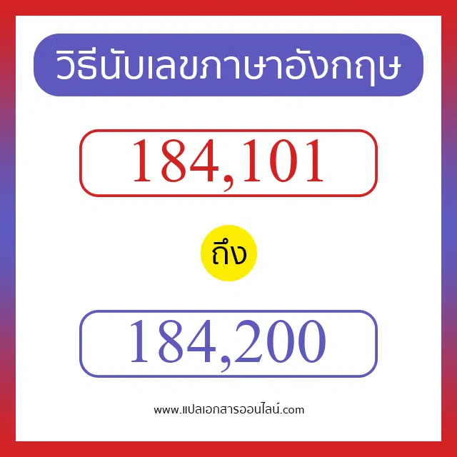 วิธีนับตัวเลขภาษาอังกฤษ 184101 ถึง 184200 เอาไว้คุยกับชาวต่างชาติ