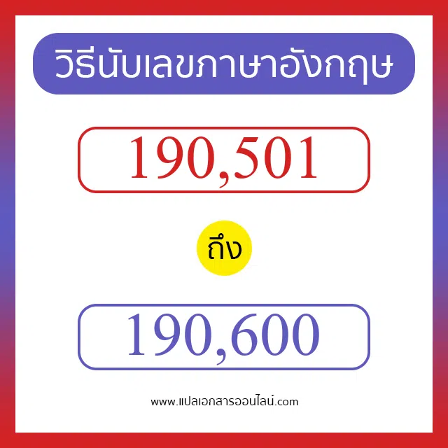 วิธีนับตัวเลขภาษาอังกฤษ 190501 ถึง 190600 เอาไว้คุยกับชาวต่างชาติ