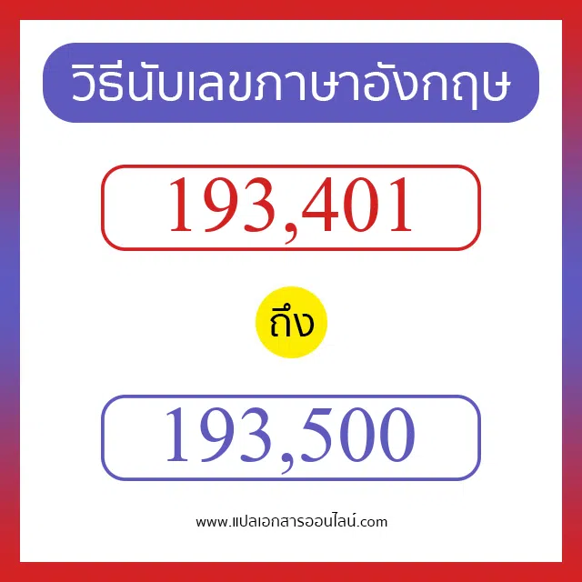 วิธีนับตัวเลขภาษาอังกฤษ 193401 ถึง 193500 เอาไว้คุยกับชาวต่างชาติ