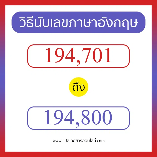 วิธีนับตัวเลขภาษาอังกฤษ 194701 ถึง 194800 เอาไว้คุยกับชาวต่างชาติ