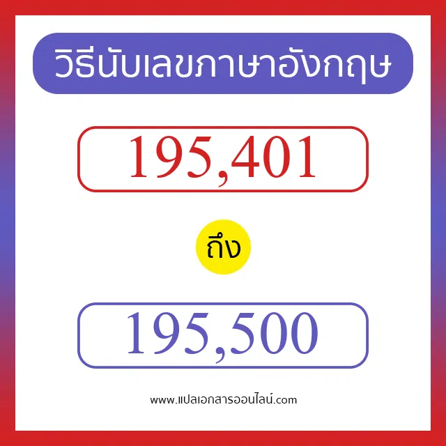 วิธีนับตัวเลขภาษาอังกฤษ 195401 ถึง 195500 เอาไว้คุยกับชาวต่างชาติ