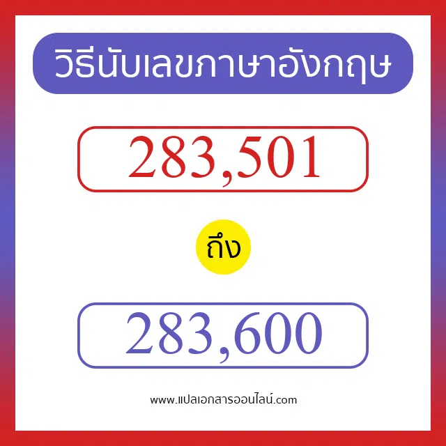 วิธีนับตัวเลขภาษาอังกฤษ 283501 ถึง 283600 เอาไว้คุยกับชาวต่างชาติ