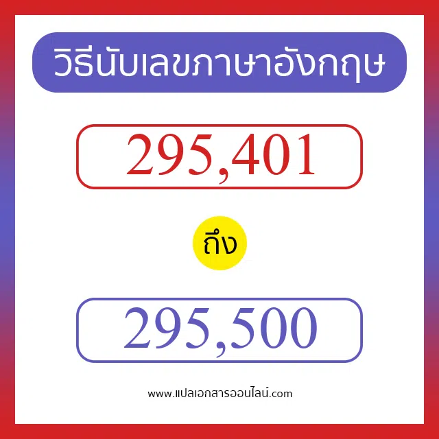 วิธีนับตัวเลขภาษาอังกฤษ 295401 ถึง 295500 เอาไว้คุยกับชาวต่างชาติ