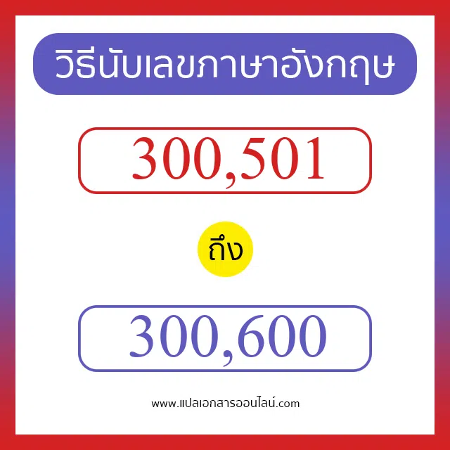 วิธีนับตัวเลขภาษาอังกฤษ 300501 ถึง 300600 เอาไว้คุยกับชาวต่างชาติ