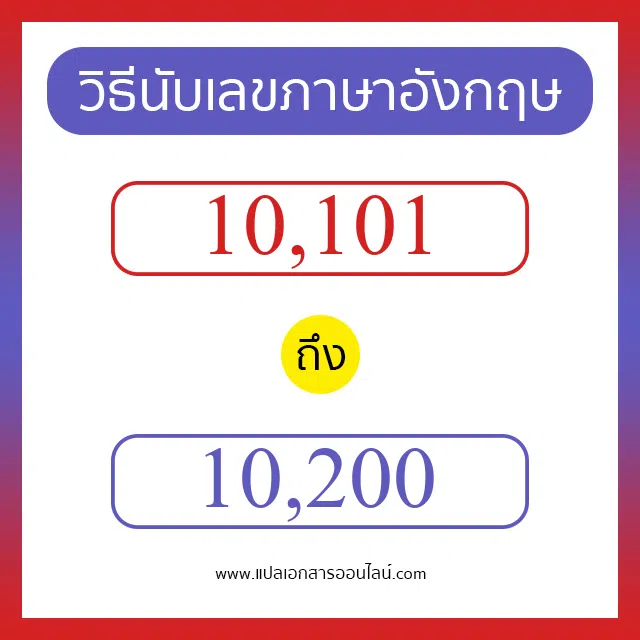 วิธีนับตัวเลขภาษาอังกฤษ 10101 ถึง 10200 เอาไว้คุยกับชาวต่างชาติ