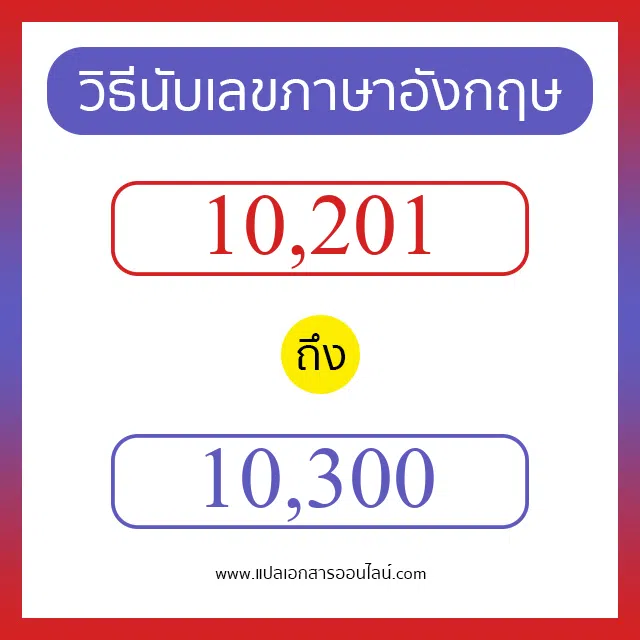 วิธีนับตัวเลขภาษาอังกฤษ 10201 ถึง 10300 เอาไว้คุยกับชาวต่างชาติ
