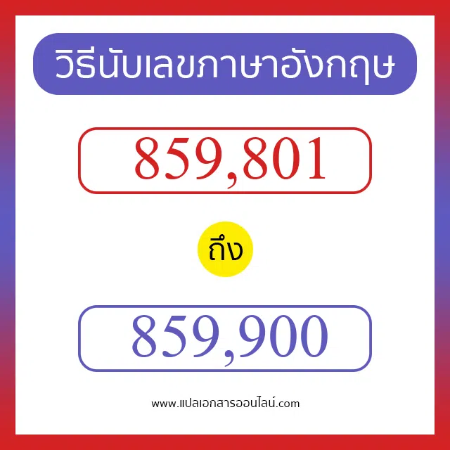 วิธีนับตัวเลขภาษาอังกฤษ 859801 ถึง 859900 เอาไว้คุยกับชาวต่างชาติ