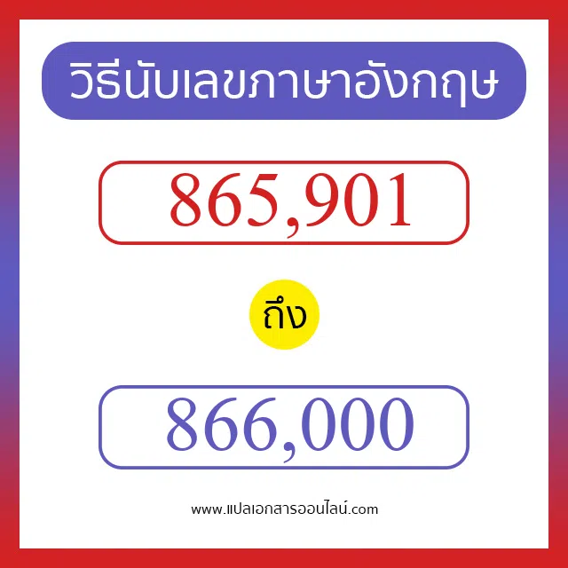 วิธีนับตัวเลขภาษาอังกฤษ 865901 ถึง 866000 เอาไว้คุยกับชาวต่างชาติ