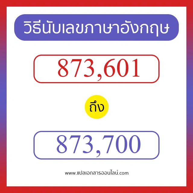 วิธีนับตัวเลขภาษาอังกฤษ 873601 ถึง 873700 เอาไว้คุยกับชาวต่างชาติ
