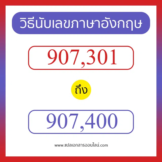 วิธีนับตัวเลขภาษาอังกฤษ 907301 ถึง 907400 เอาไว้คุยกับชาวต่างชาติ