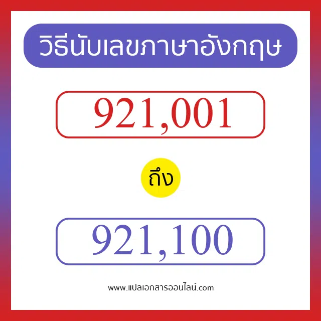 วิธีนับตัวเลขภาษาอังกฤษ 921001 ถึง 921100 เอาไว้คุยกับชาวต่างชาติ