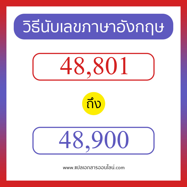 วิธีนับตัวเลขภาษาอังกฤษ 48801 ถึง 48900 เอาไว้คุยกับชาวต่างชาติ